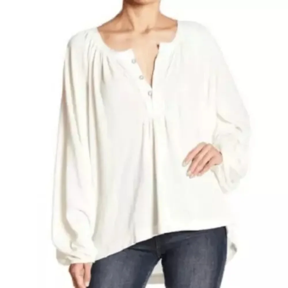 We The Free Free People Acadia Henley Oversize Blouse Size M